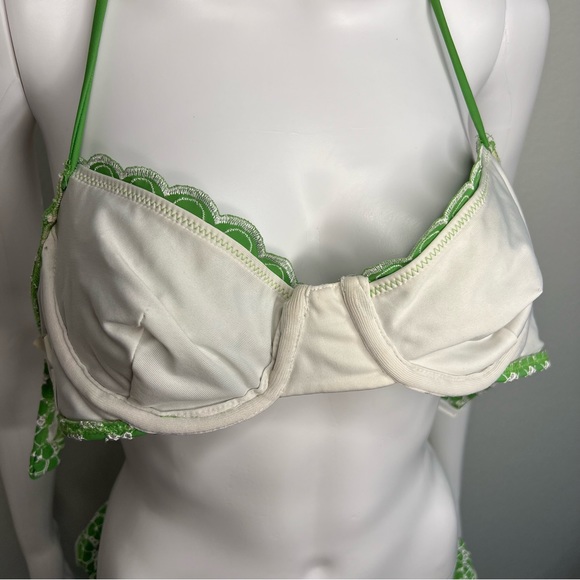 Shoshanna Swimwear Green Eyelet Embroidered Scalloped Bikini S/M - Picture 9 of 9